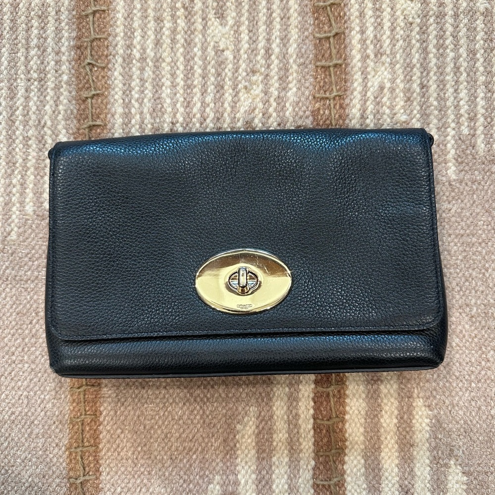 Coach Black Leather Clutch & Crossbody